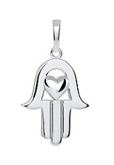 little extraordinary Hamsa hand heart white gold charm for babies